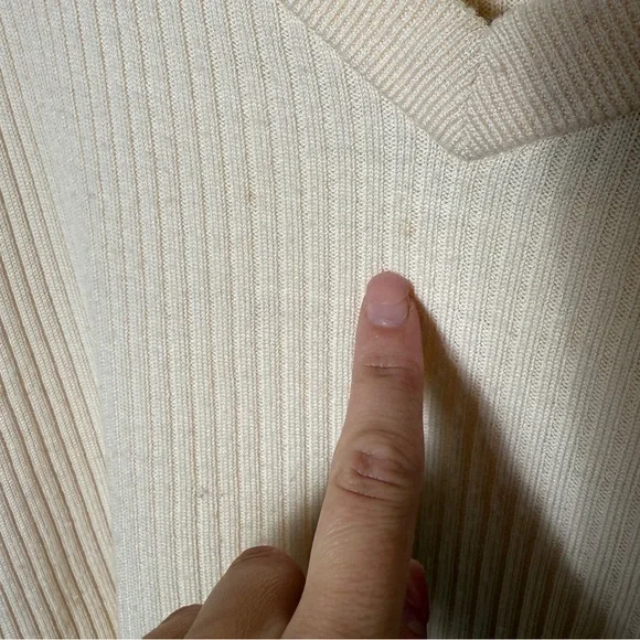 ALLSAINTS Keld V-Neck Merino Wool Ribbed Sweater Cream Size Small - Picture 5 of 5